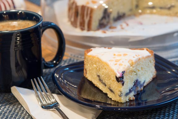 Lemon Sour Cream Coffee Cake with Blueberries